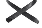 BLACK LEATHER LOGO BELT (NICKEL HARDWARE)