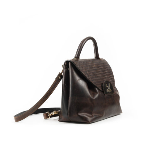 3 IN 1 BAG WITH FLAP IN BROWN PULL UP