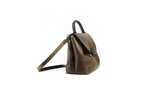 3 IN 1 FLAP BAG IN OLIVE GREEN PULL UP LEATHER