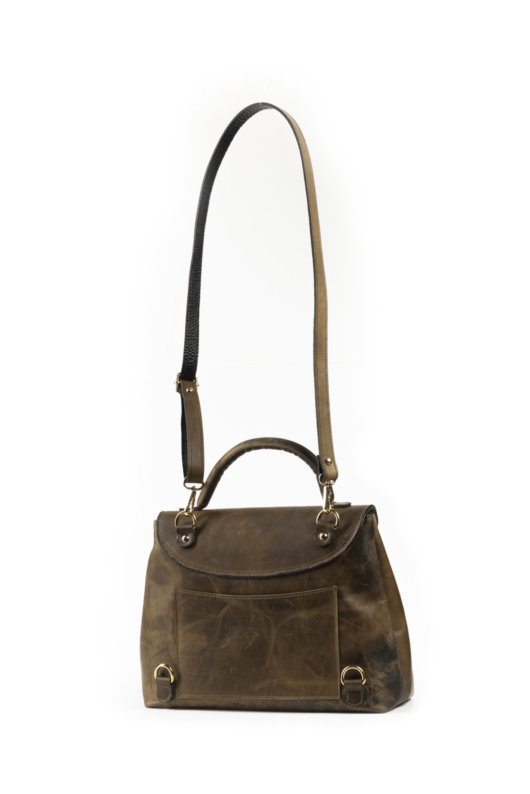 3 IN 1 FLAP BAG IN OLIVE GREEN PULL UP LEATHER