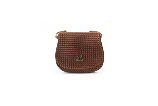 SHOULDER BAG WITH LEATHER CHAIN IN TAN