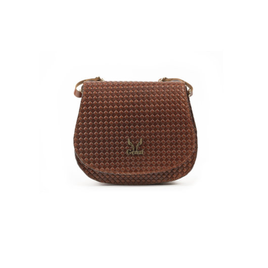 SHOULDER BAG WITH LEATHER CHAIN IN TAN