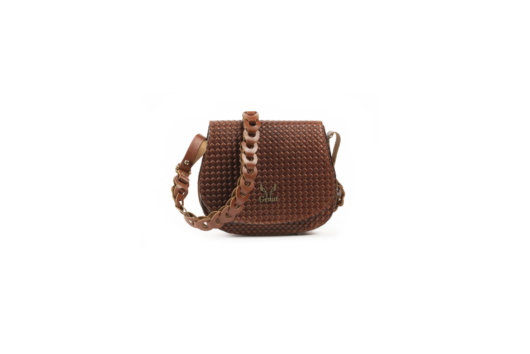 SHOULDER BAG WITH LEATHER CHAIN IN TAN