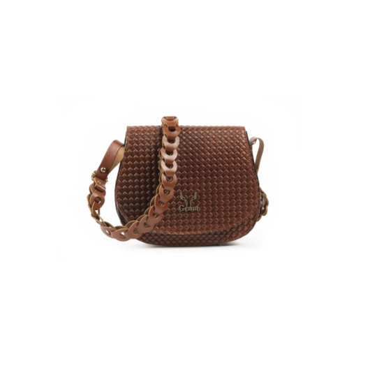 SHOULDER BAG WITH LEATHER CHAIN IN TAN