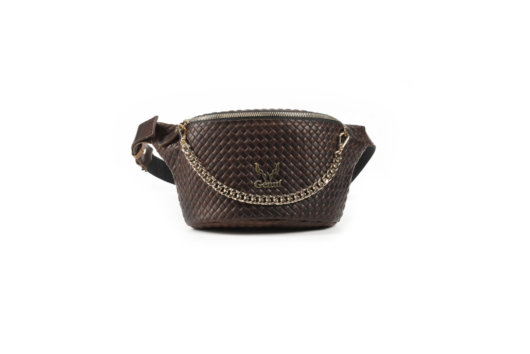 STRAW EFFECT BELT BAG IN BROWN -”MEDIUM”