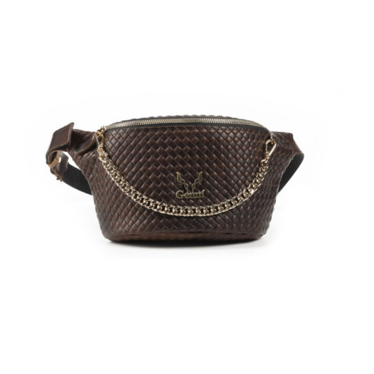 STRAW EFFECT BELT BAG IN BROWN -”MEDIUM”