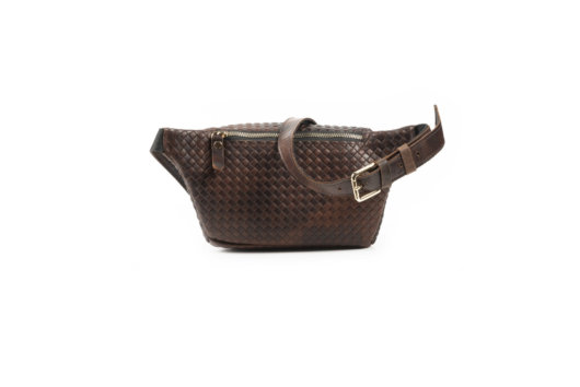 STRAW EFFECT BELT BAG IN BROWN -”MEDIUM”