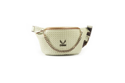 STRAW EFFECT BELT BAG IN PISTACHIO GREEN-”MEDIUM”