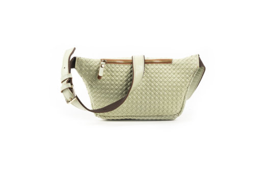 STRAW EFFECT BELT BAG IN PISTACHIO GREEN-”MEDIUM”