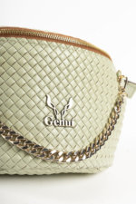 STRAW EFFECT BELT BAG IN PISTACHIO GREEN-”MEDIUM”