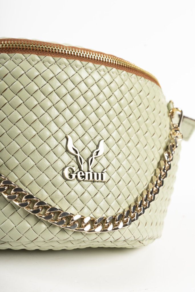 STRAW EFFECT BELT BAG IN PISTACHIO GREEN-”MEDIUM”