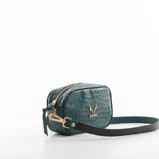 CROSSBODY BAG WITH ZIPPER IN DARK GREEN