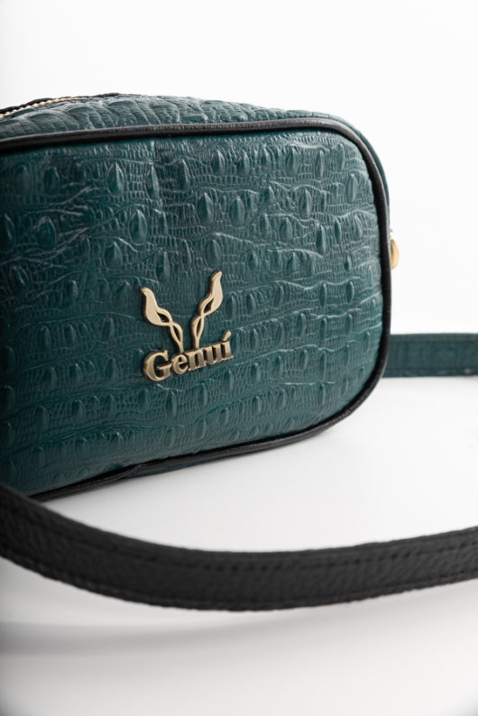 CROSSBODY BAG WITH ZIPPER IN DARK GREEN