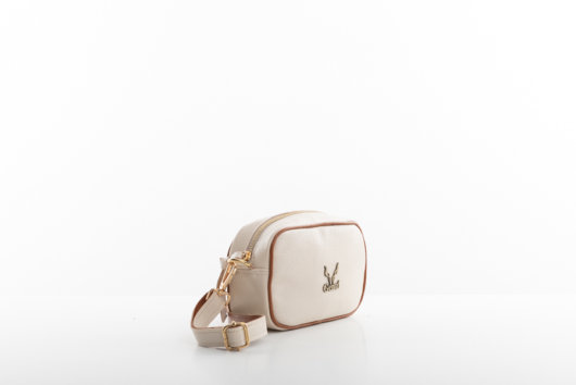 CROSSBODY BAG WITH ZIPPER IN CREAM