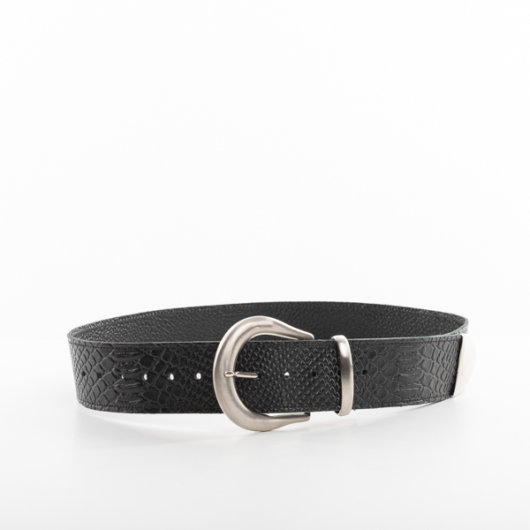 VINTAGE BUCKLE LEATHER BELT IN BLACK