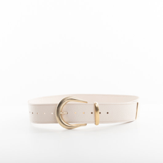 VINTAGE BUCKLE LEATHER BELT IN CREAM