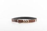 PULL UP LEATHER BELT WITH 3 METAL LOOPS IN BROWN