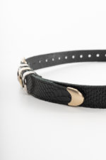 LEATHER BELT WITH 3 METAL LOOPS IN BLACK