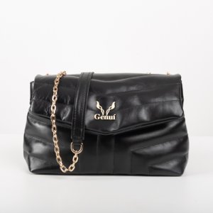 BLACK QUILTED SHOULDER BAG WITH CHAIN
