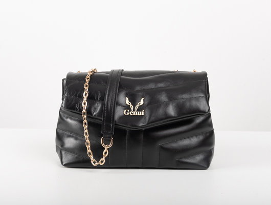 BLACK QUILTED SHOULDER BAG WITH CHAIN