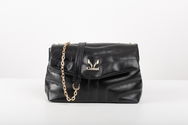 BLACK QUILTED SHOULDER BAG WITH CHAIN
