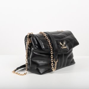 BLACK QUILTED SHOULDER BAG WITH CHAIN