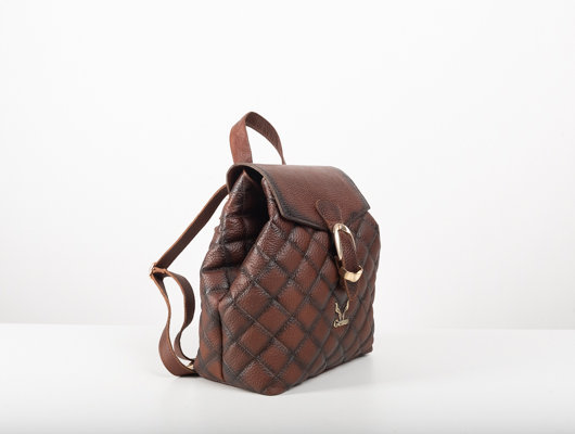 QUILTED BACKPACK IN BROWN