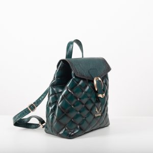 QUILTED BACKPACK IN DARK GREEN
