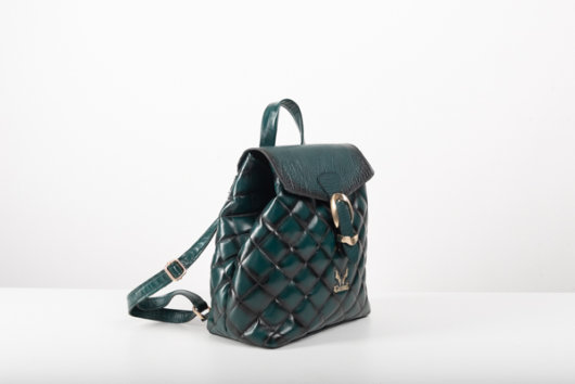 QUILTED BACKPACK IN DARK GREEN