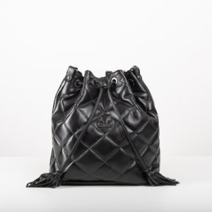 3 IN 1 QUILTED BUCKET BAG IN BLACK