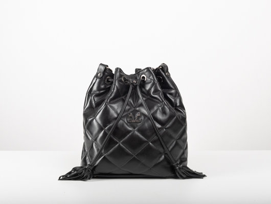 3 IN 1 QUILTED BUCKET BAG IN BLACK