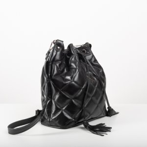 3 IN 1 QUILTED BUCKET BAG IN BLACK