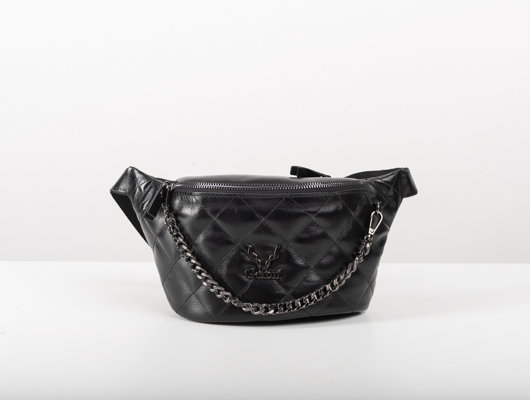 QUILTED BELT BAG IN BLACK-”MEDIUM”