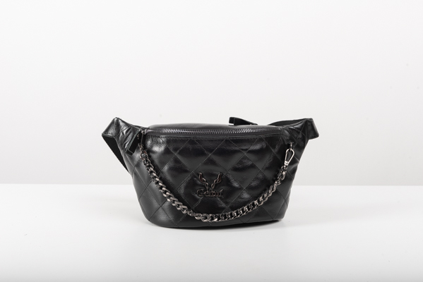 QUILTED BELT BAG IN BLACK-”MEDIUM”