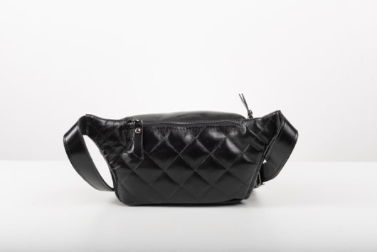 QUILTED BELT BAG IN BLACK-”MEDIUM”