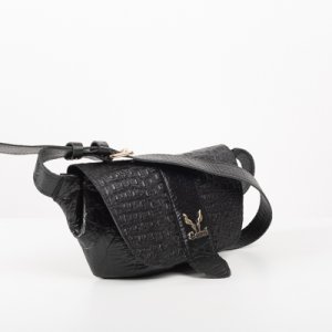 BELT BAG WITH FLAP IN BLACK