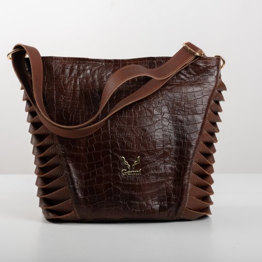 LEATHER SHOULDER BAG IN BROWN