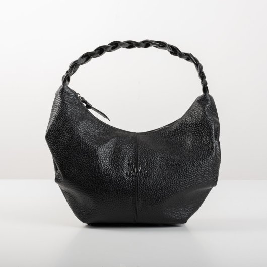 BRAIDED LEATHER SHOULDER BAG IN BLACK-”SMALL”