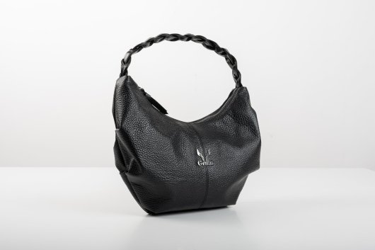 BRAIDED LEATHER SHOULDER BAG IN BLACK-”SMALL”