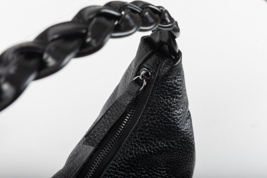 BRAIDED LEATHER SHOULDER BAG IN BLACK-”SMALL”