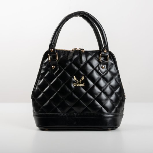 LEATHER QUILTED HANDBAG IN BLACK