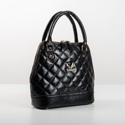 LEATHER QUILTED HANDBAG IN BLACK