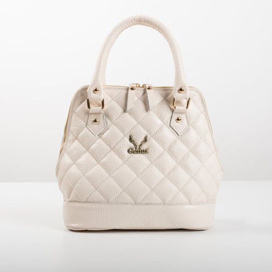 LEATHER QUILTED HANDBAG IN CREAM