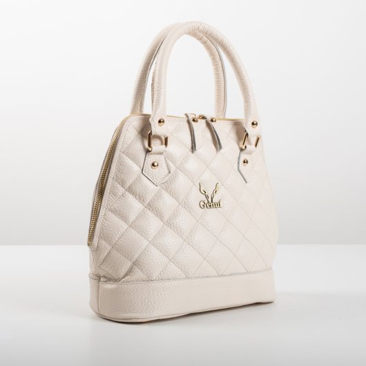 LEATHER QUILTED HANDBAG IN CREAM