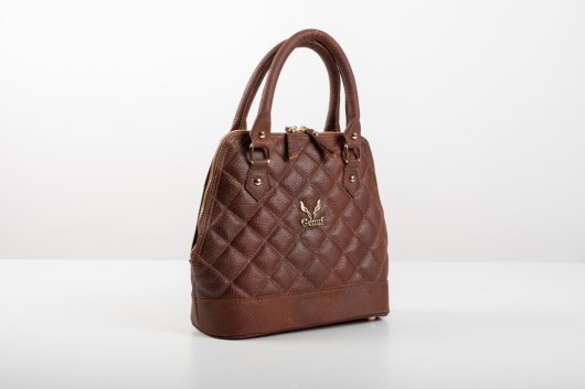 LEATHER QUILTED HANDBAG IN BROWN