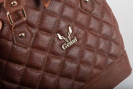 LEATHER QUILTED HANDBAG IN BROWN