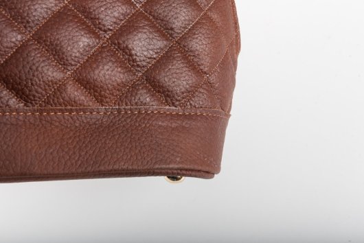 LEATHER QUILTED HANDBAG IN BROWN