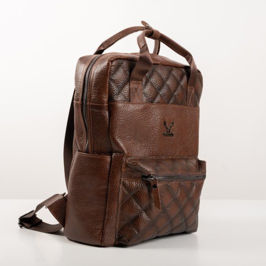 BACKPACK WITH ZIPPER IN BROWN