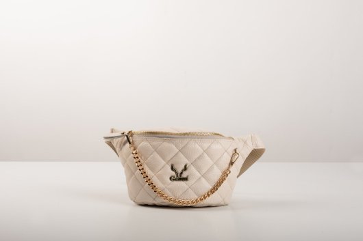 QUILTED BELT BAG IN CREAM-”MEDIUM”