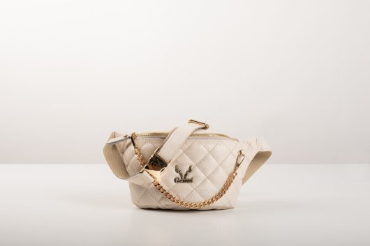 QUILTED BELT BAG IN CREAM-”MEDIUM”